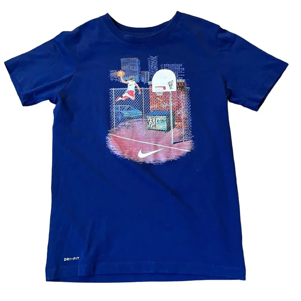 Nike Boy's LG 8 Bit Pixel Slam Dunk Basketball Graphic T-shirt